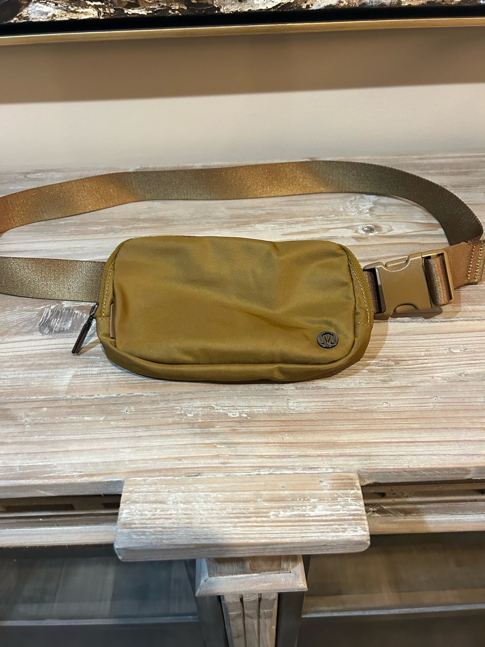 lululemon athletica Olive Mini Waist Pack with Tan Strap